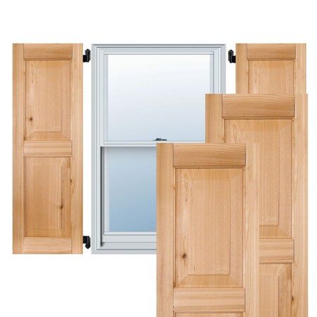 Ekena Millwork 15"W x 32"H Exterior Real Wood Sapele Mahogany Raised Panel Shutters, Unfinished PR RWR15X032UNM